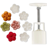5Pcs/Set Mooncake Mold Cherry Blossom Flowers Sakura Pattern Stamps Hand Press Mold Plungers Pastry Tools Mid-autumn Festival