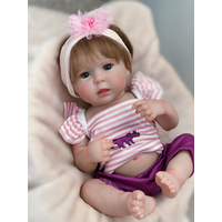 18-20Inch Open Eyes Full Body Vinyl Bebe Reborn Girl 2 Sets Outfits 3D Painted Skin Visible Veins Rooted Hair Muñeca Reborn