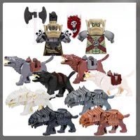 Medieval Military Orc Soldier Figure Wolf Building Blocks Monster Warrior Skeleton Assembled Army Castle Shield Bricks Toy Gifts