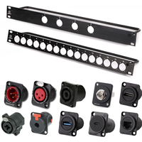 DIY 1U Rack Patch Panel 4 8 12 16 Way 1U 2U 24Way XLR USB Fiber Type C SDI 6.35 Combo ST-8mp Cat6