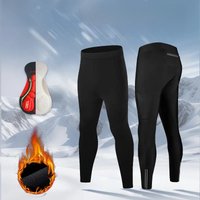 AliExpress X-TIGER Men's Fleece Cycling Trousers with Reflective Zippers Padded Crotch Warm Long Biking Pants for Winter Outdoor Cycling