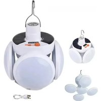 Portable Solar Camping Lantern USB Rechargeable Outdoor Tent Lamp Folding LED Football Bulbs With Hanging Hook
