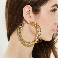 BLIJERY Hyperbole Vintage Metal Chain Hoop Earrings For Women Big Round Earring Brincos Female Fashion Punk Statement Jewelry