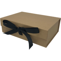 Wholesale A4 Size Natural Kraft Folding Magnetic Gift Box with Changeable Ribbon