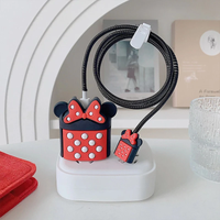Disney Minnie Cartoon Fast Charging Cable Protector Set Durable PVC Material Speedy Charge iPhone Cute Cable Head Cover
