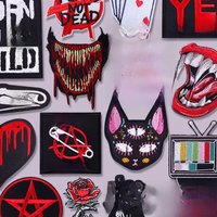 Punk Not Dead/Horror Skull Embroidered Patches Punk Rock Patch Iron On Patches For Clothing Thermoadhesive Patches Jackets DIY