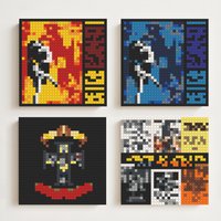 G-Guns N Roses Band Music Album Cover Building Blocks Pixel Art Brick Painting Wall Decor Coffee House Bar Room Wall Decor