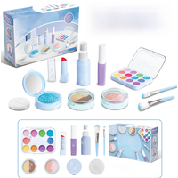 Girls' makeup set, 10 piece non-toxic toy cosmetics set, with eye shadow palette, lipstick, applicator, (non real makeup)