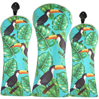 PU Synthetic Leather Tucano Palm Toucan Printing Golf Club Headcover Golf Driver Fairway Wood Hybrid Rescue Cover