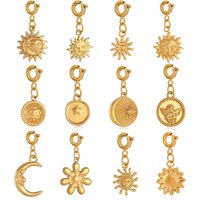 Moon/Sun Face/Star/Sunflower Charms PVD Plated Fadeless Stainless Steel Angel Wings Pendant Diy Earring Necklaces Jewelry Making