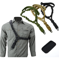 Tactical Rifle Sling Single Point Nylon Adjustable Gun Shoulder Straps with Metal Hooks for Men Outdoors Combat Hunting Shooting