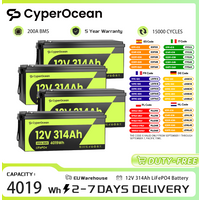 CyperOcean 12V LiFePO4 Batterie 314AH mit 200A BMS 4019Wh MAX. 15000 Zyklen für Wohnmobile/Transporter/Trolling-Motoren/Off-Grid-Anwendungen/Camping/Solarenergiespeicher mit 5 Jahren Garantie