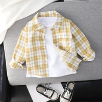 Children Clothing Spring Collection Boys Striped Long Sleeve Plaid Shirt Stylish and Comfortable Children Casual Coats