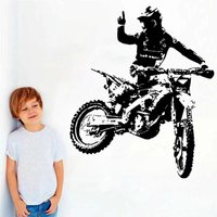 AliExpress WILOWHKY Customizable name Motocross Bike Wall Stickers Motorcycle Rider Racing Stickers Home Teen Kids Room Decor Vinyl wall decal Gift