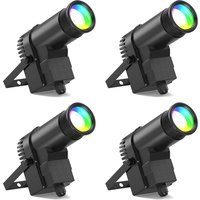 GWONG 4Pcs LT-LED Pinspot Par Light Stage Effect Light Sound Active DMX512 RGBW for Christmas Home Decor DJ KTV Disco Party