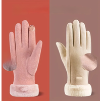 AliExpress NONE Women Touch Screen Gloves Fashion Mittens Autumn Winter Warm Thin Cashmere Solid Cycling Drive Suede Fabric Elegant Windproof