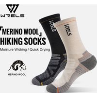 WRELS Merino Wool Socks Hiking Running Socks Soft Lightweight Shock Absorption Damping Mid-Calf Breathable Ankle Cycling Socks