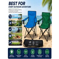 Portable Folding Beach Chair with Armrests & Cup Holder – Camping Chair 250lbs Capacity, Outdoor Fishing Picnic Garden Seat with Carry Bag
