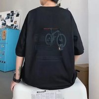 AliExpress NONE M-8XL Men Oversized Korean Fashion Loose American Vintage Bicycle Letter EKN Print Short Sleeve Versatile Trend Couple Outfit
