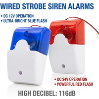 Wired Sound and Light Alarm 12V/24V 116dB LED Strobe Light Flash Siren for Warehouse, Garage Door Burglar Alarm System