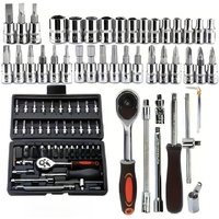 AliExpress GerTong 46PCS Ratchet Wrench Tool Set 1/4 Metric Socket Wrench Household Manual Repair Tools for Bike Repair