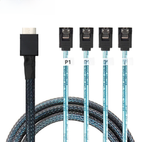 LONRIONSAS#OcuLink PCIe PCI-Express SFF-8611 4i to 4X SATA 7P Female Straight SSD Data Active Cable
