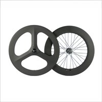 AliExpress SUPERTEAM 700C Carbon Wheelset Front Tri Spoke Wheel Rear 88mm Pixie Wheel Clincher