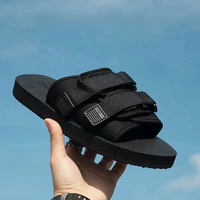 Simple Outdoor Men Slippers Fashion Hook&Loop Canvas Casual Couple Shoes Slip-on Beach Slippers Sandals Women Shoes Flip Flops