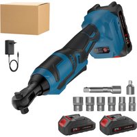 Zestaw elektrycznych kluczy nasadowych z mechanizmem zapadkowym, zasilany akumulatorem litowo-jonowym 21 V, 3/8", bezprzewodowy, moment obrotowy 250 Nm, dioda LED, 2800 obr./min, 90. ° Narzędzie do