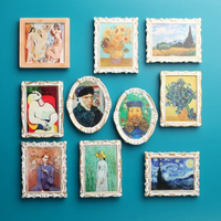 World Famous Paintings Resin Fridge Stickers Creative Refrigerator Door Decorations Mini Van Gogh Picasso Works Home Decor