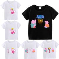 Baby Boy Girl Cotton Teddy Bear Peppa Pigs T Shirt Children Tee Shirts Kids Cartoon Summer Clothes Infant Tops Gift