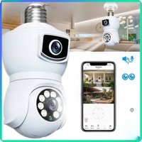 64GB 4K WiFi 8MP Ultra HD Surveillance Camera Dual Lens Dual Screen Auto Tracking Camera Color Night Vision Motion Detection Cam