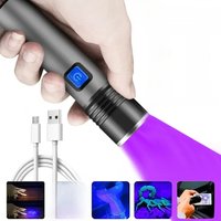 395nm UV Flashlight Blacklight USB Rechargeable Zoomable UV Light Ultraviolet Flashlight for Pet Urine Detector Resin Curing