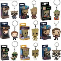 Funko Pop Guardians of the Pocket Keychain Galaxy Rocket Star-Lord Groot in Onesie Groot with Cheese Puffs Model Toys Child