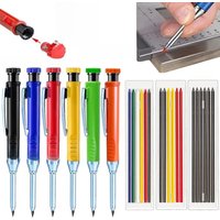 2.8mm Woodworking Pencil Set With 18pcs Leads, Deep Hole Carpenter Mechanical Pencil Marker for Carpenter Woodworking Architect