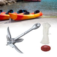 Stainless Steel Folding Grapnel Anchor for Kayak Canoe Boat Raft Portable Marine Fishing Anchor with Buoy Ball Boat Accessories