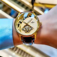 Popular European and American Style Watches for Young Men, Korean Version, High-End, Stylish Tourbillon Business Mechanical Watch, Men's Watch, Light Luxury Wristwatch, the Best Gift for Him, No