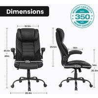 XXL Ergonomic Office Chair for Heavy-Duty Users - High Back, Lumbar Support, Wide Padded Seat, Adjustable Armrests - Comfort for Home or Office - Black Leather
