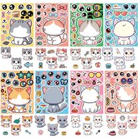 8PCS Cute Animal Cat Dolphin Octopus Cartoon Car Face Changing Stickers Stationery Notebook Decor DIY Sticker