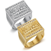 No Rusted High Quality Stainless Steel Hip Hop Waterproof Ring for Men the Last Supper Jesus Judah Dinner Punk Rings Jewelry