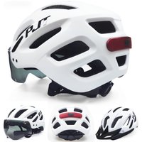 AliExpress PJT New Sun Visor Goggle Men Bicycle Helmet USB Rechargeable LED Taillight Cycling Helmet Sunglasses Riding Road MTB Bike Helmet