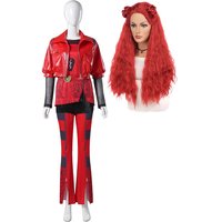Adult Girl Descendants Rise of Red Princess Red Costume Red Uniform Costume or Red Curly Wig