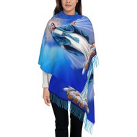 Custom Catholic Virgin Mary Tassel Scarf Women Soft Our Lady of Fatima Shawl Wrap Ladies Winter Scarves
