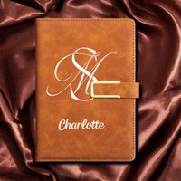 A5 Textured Faux Leather Custom Name Journal Work Travel Meeting Halloween Christmas Personal Notebook