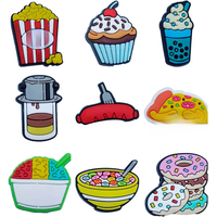 1PCS PVC Shoe Charms Kawaii Popcorn Cupcakes Milk Tea Coffee Maker Sausage Pizza Shaved Ice Donuts Children Adorable Decorations