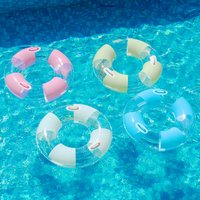 1PC Pool Floats with Handles for Adults- Pool Floaties Pool Tubes Swim Rings with Gold Sequins Inflatable Pool Float