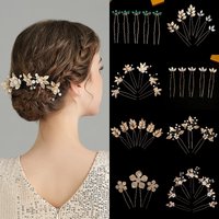Luxury Gold Leaf Flower Hair Pins Set Bridal Wedding Headpieces Princess Hair Accessories Jewelry Holiday Gifts For Women