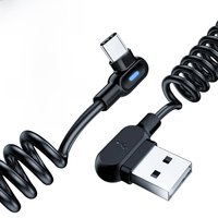 Dual Elbow USB Type C Cable 6A Short Spring USB C Fast Charging Cable Retractable Data Transfer Cord For Samsung Huawei Xiaomi