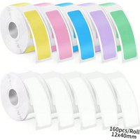 160pcs/1Roll P12 P15 Thermal Label Sticker 12mm*40mm tape Compatible Phomemo D30 Q30 Marklife P11 P50 L12 DELI Q2 Labeller