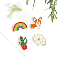 Funny Corgi Rainbow Enamel Pins Cartoon Dogs Brooches Cactus OK Gesture Clothes Lapel Pin Custom Badges Bag Gift for Kids Girl